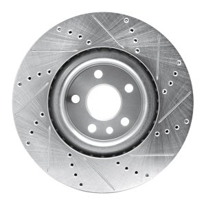 Jaguar E-Pace Brake Rotor (1) - Front Left - R1 Concepts - Drilled & Slotted - Silver - `15-`19
